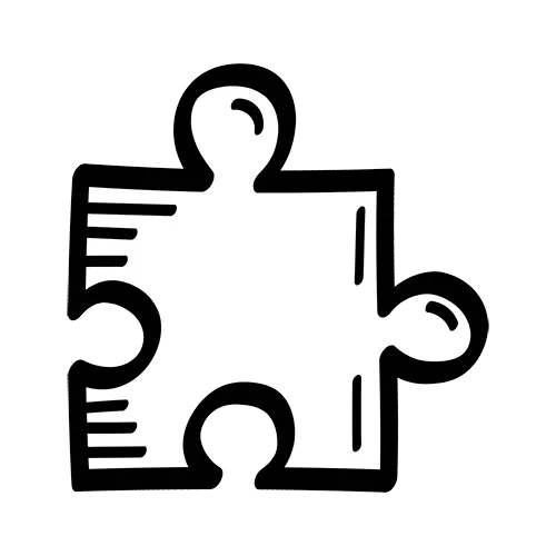 Pièce de puzzle , en noir et blanc, symbolisant l'accompagnement