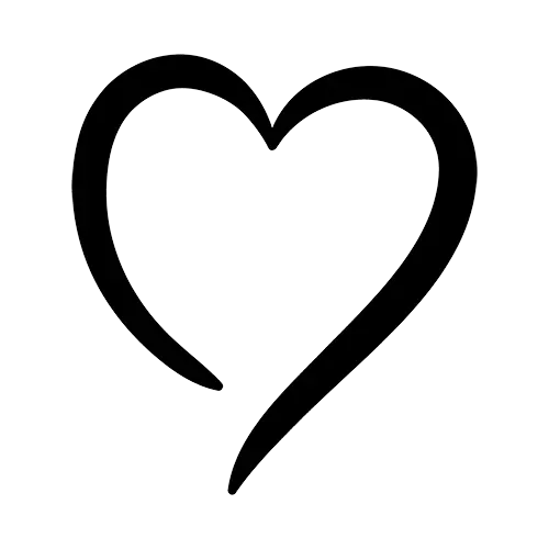 un coeur tracé au trait, en noir et blanc