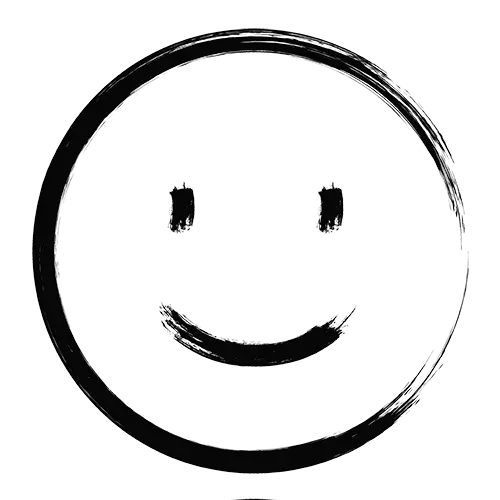 Emoticone souriant, en noir et blanc, symbolisant l'estime de soi