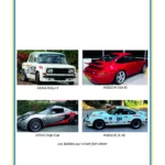 La photo de quatre voitures : une SIMCA Rallye 3, une Porsche 993 RS, une LOTUS Exige Cup, une Porsche 3L RS. La mention "Les bolides qui m'ont fait vibrer" est inscrite sous les photos de voitures. C'est la couverture de la biographie familiale "Passion de vie"